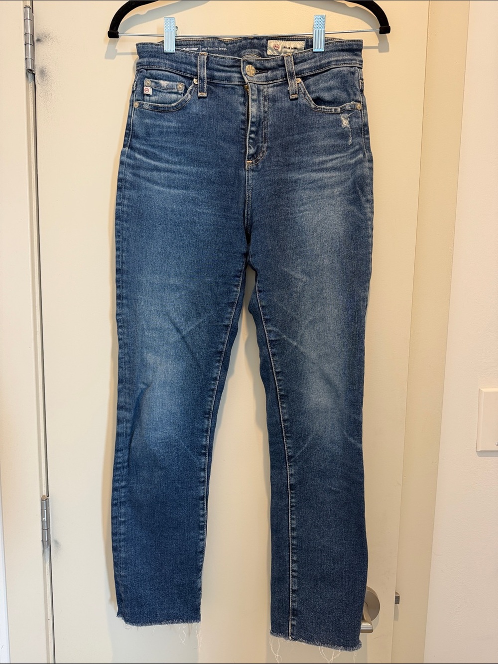 Ag Mari Crop High-Rise Slim Straight leg Jeans in Medium Blue Size 25